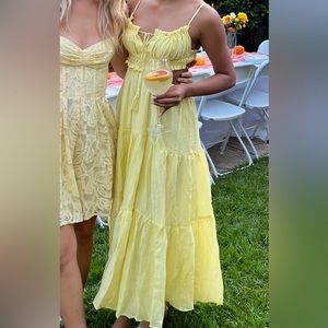 XS, yellow maxi dress, open back!